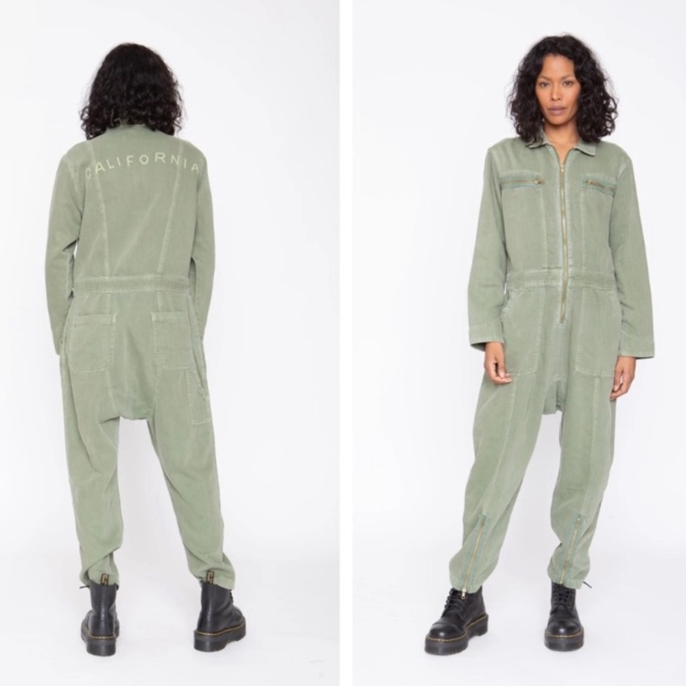Sandrine‎ Rose x Free People Coveralls Denim Jumpsuit Army Green, Size XS, NWT